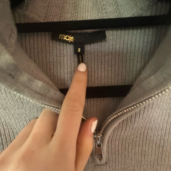 Maje grey sweater with rhinestones on the neck - Picture 3 of 4